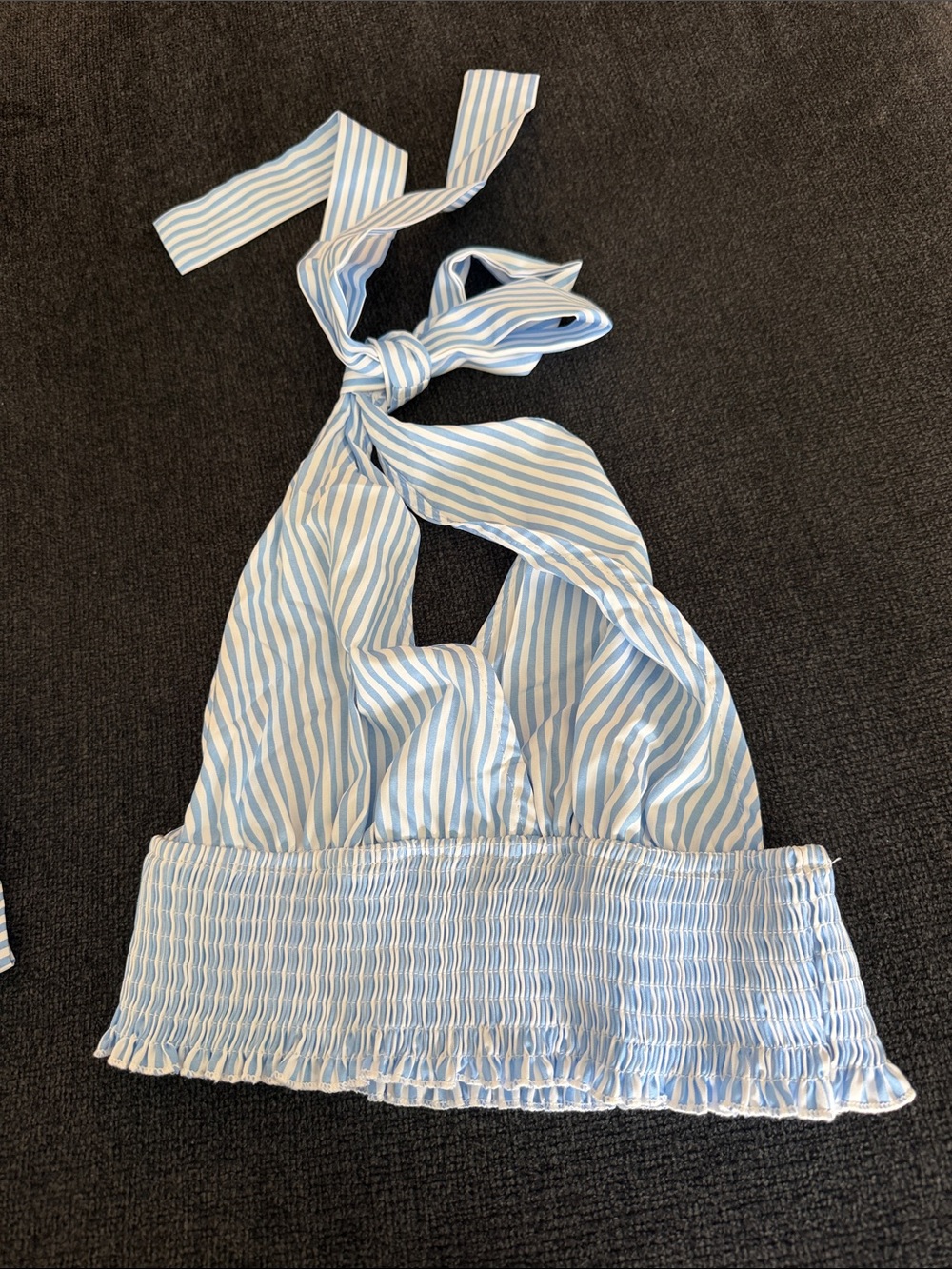 Striped Light Blue Wide-Leg 2 Piece Set - Breezy Summer Style - Picture 2 of 3